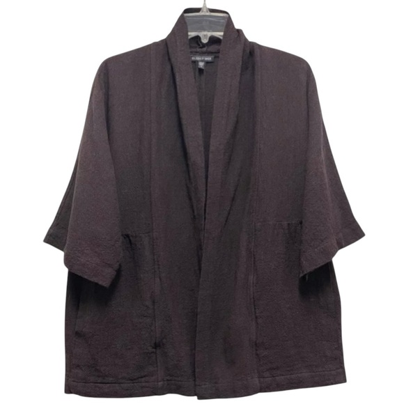 Eileen Fisher Sweaters - Eileen Fisher Open Cardigan Sweater Brown Linen Blend Womens Small‎ Petite PS
